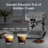 Geek Chef Espresso Machine, 20 Bar Espresso Machine With Milk Frother For Latte, Cappuccino, Macchiato, For Home Espresso Maker, 1.8L Water Tank, Stainless Steel, Ban On Amazon - Livefree