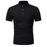 Men's Polo Shirt Lapel Short Sleeve Solid Color Top - Livefree