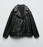 Women's Faux Leather Retro Biker's Leather Coat - Livefree