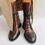 Martin Female Knee-high Black Motorcycle Handsome Chunky Heel - Livefree