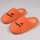 Cute Halloween Pumpkin Slippers Winter Warm Plush Bedroom Floor Home Slippers Casual Slip On Comfortable Cozy Indoor House Shoes - Livefree