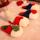 Winter Plush Slippers Christmas Cute Santa Claus And Christmas Tree Slipper Warm Anti-Slip House Shoes For Women - Livefree