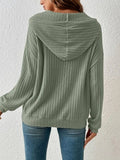 Fashion Drawstring Long-sleeved Hooded Sweatshirt With Pockets Solid Sunken Stripe Hoodie Knitwear Womens Clothing - Livefree