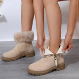 Warm Plush Boots Winter Fashion Side-Zipper Snow Boot For Women Outdoor Thickened Low-heelded Shoes - Livefree