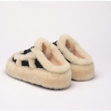 Outerwear Lamb Wool Thick Sole Half Slippers Women - Livefree