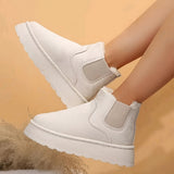 Winter Snow Boots Fashion Flat Thick-soled Cotton Shoes Round Toe Warm Plush Ankle Boot For Women - Livefree
