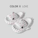 Lovers Shark Slippers Heart Print Shoes Women Men - Livefree