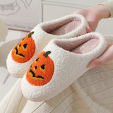 Halloween Pumpkin Cartoon Slippers Warm Winter Slippers Men And Women Couples Indoor House Shoes - Livefree