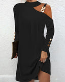 V-neck Pleated Batwing Sleeve Dress - Livefree