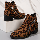 Women's Suede Rubber Cloth Fashion Boots Chunky Heel Booties - Livefree