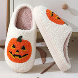 Halloween Pumpkin Cartoon Slippers Warm Winter Slippers Men And Women Couples Indoor House Shoes - Livefree