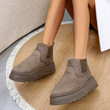 Winter Snow Boots Fashion Flat Thick-soled Cotton Shoes Round Toe Warm Plush Ankle Boot For Women - Livefree