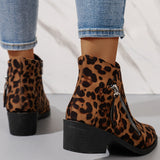 Women's Suede Rubber Cloth Fashion Boots Chunky Heel Booties - Livefree