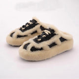 Outerwear Lamb Wool Thick Sole Half Slippers Women - Livefree