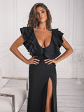 formal maxi dress with high split