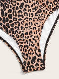 Leopard Criss Cross One Piece Swimsuit - shop.livefree.co.uk