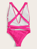 Open Back Self Tie One Piece Swimsuit - shop.livefree.co.uk