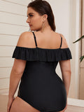 Plus Polka Dot Contrast Mesh One Piece Swimsuit - shop.livefree.co.uk