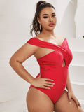 Plus Criss Cross One Piece Swimsuit - shop.livefree.co.uk
