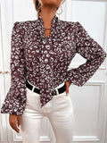 Fashion Long Sleeve Print Women Tops And Blouses Autumn Casual Lace Up Shirt Woman Top Femme Office Ladies Blouse Shirts - Livefree