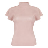 Summer New Sanzhai New Simple Half High Neck Slim Fit T-shirt Women's Versatile Small Top Vest - Livefree