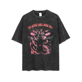 Men's New Heavy Street Retro T-Shirt Street Tide Round Neck Edging Short-Sleeved T-Shirt Men And Women Couple