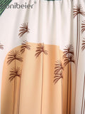 Summer Women Loose Shirt Traf Shirring Trim Scenery Print Raglan Sleeve Casual Blouses Female Chic Oversized Tops - Livefree