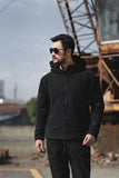 Men's Outdoor Warm Bladder Fleece Jacket Fleece Fleece Cold Proof Vest Hood Solid Color Hoodie - Livefree