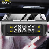 Smart Car TPMS Tire Pressure Monitoring System Solar Power Digital TMPS LCD Display USB Auto Security Alarm Tire Pressure Sensor - Livefree
