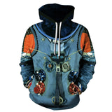 QNPQYX Women Man Winter Streetwear Hoodies Tops 3D Astronaut Space Suit Pullover Sweatshirt Terror Pocket Outwear Warm Hoodies - Livefree