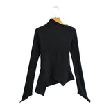 Autumn New Irregular Collar Solid Color Bandage Long Sleeve Knit Undercoat - Livefree