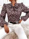 Fashion Long Sleeve Print Women Tops And Blouses Autumn Casual Lace Up Shirt Woman Top Femme Office Ladies Blouse Shirts - Livefree