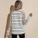 Women's Autumn And Winter Long Sleeve Striped T-Shirt Round Neck Loose Short Top - Livefree