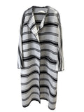 Women Woolen Coat Striped Elegant Simple Style New Lapel Long Sleeve Loose Fit Fashion Trend Autumn Winter - Livefree