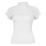 Summer New Sanzhai New Simple Half High Neck Slim Fit T-shirt Women's Versatile Small Top Vest - Livefree