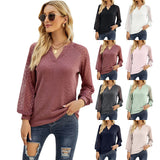Women's Autumn And Winter New Waffle-Grace Stitching Long-Sleeved V-Neck t-Shirt Top - Livefree