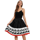 skirt women's ladies Christmas print knee-length skirt stretch high waist wild Christmas party sexy skirt - Livefree