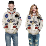 QNPQYX Women Man Winter Streetwear Hoodies Tops 3D Astronaut Space Suit Pullover Sweatshirt Terror Pocket Outwear Warm Hoodies - Livefree