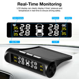 Smart Car TPMS Tire Pressure Monitoring System Solar Power Digital TMPS LCD Display USB Auto Security Alarm Tire Pressure Sensor - Livefree