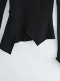 Autumn New Irregular Collar Solid Color Bandage Long Sleeve Knit Undercoat - Livefree