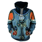 QNPQYX Women Man Winter Streetwear Hoodies Tops 3D Astronaut Space Suit Pullover Sweatshirt Terror Pocket Outwear Warm Hoodies - Livefree