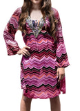 Peach Couture Bohemian Summer Tunic Beach Cover Up Dress with - shop.livefree.co.uk