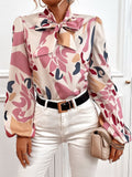 Fashion Long Sleeve Print Women Tops And Blouses Autumn Casual Lace Up Shirt Woman Top Femme Office Ladies Blouse Shirts - Livefree