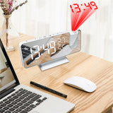 FM Radio LED Digital Smart Alarm Clock Watch Table Electronic Desktop Clocks USB Wake Up Clock with 180° Time Projection Snooze - Livefree