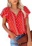 Women's Spring/Summer New Casual Printed V-Neck Short Sleeve Shirt Loose Top - Livefree
