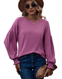 Women's Top Autumn and Winter New Round Neck Pleated Lantern Sleeve Long T-shirt - Livefree