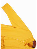 Women Yellow Ruffles Big Size Casual Blouse New Lapel Long Sleeve Loose Fit Shirt Fashion Trend Spring Autumn - Livefree