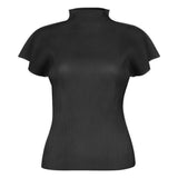 Summer New Sanzhai New Simple Half High Neck Slim Fit T-shirt Women's Versatile Small Top Vest - Livefree