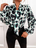 Fashion Long Sleeve Print Women Tops And Blouses Autumn Casual Lace Up Shirt Woman Top Femme Office Ladies Blouse Shirts - Livefree