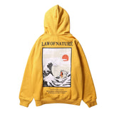 Japanese Embroidery Funny Cat Wave Printed Fleece Hoodies Winter Japan Style Hip Hop Casual Sweatshirts Streetwear - Livefree